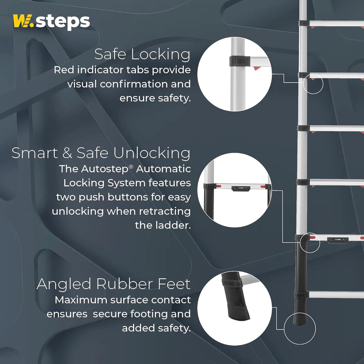 W.Steps 72230-585 PRIME 9.5 FT Telescopic Ladder - 330 lbs Capacity