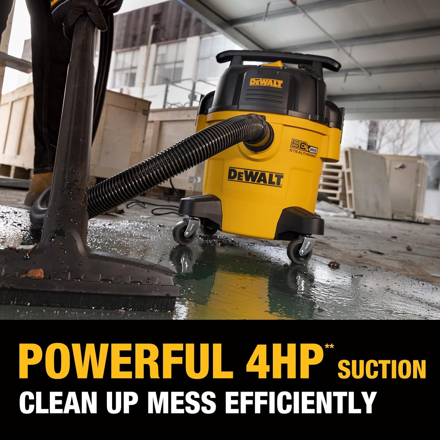 DEWALT DXV05P-QT 5 Gallon 4.0 Peak HP STEALTHSONIC Quiet Poly Wet/Dry Vacuum