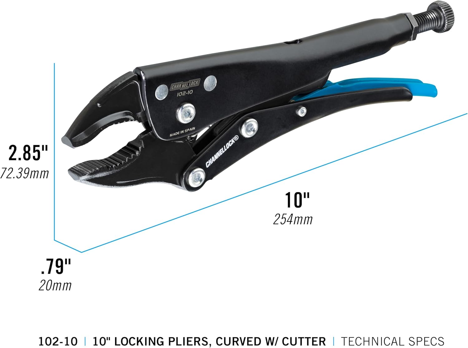 Channellock CHA-102-10 - Pince-étau 10 po, mâchoire courbée