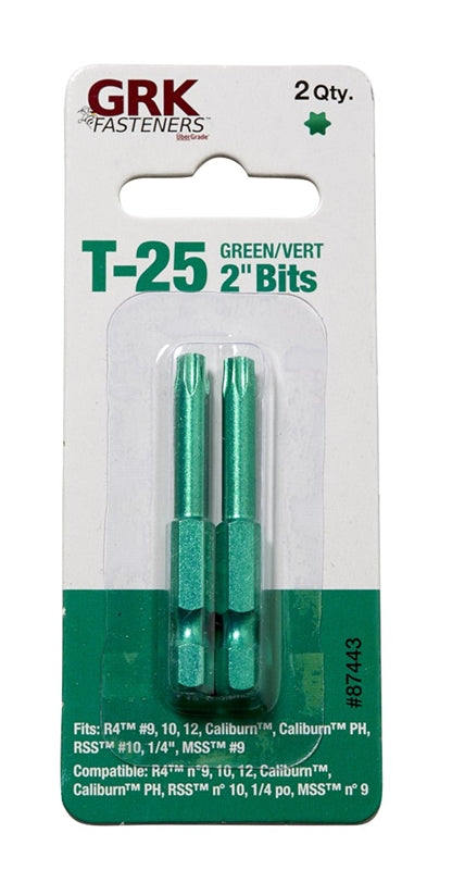 GRK  T25 TORX BIT GREEN  2"