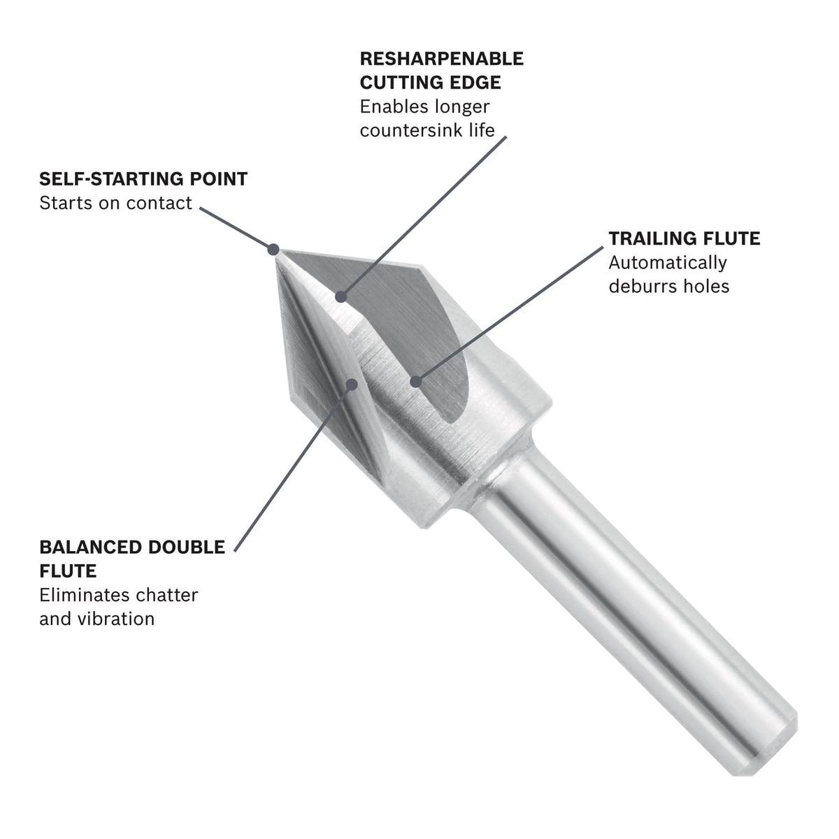 Bosch CSH1C - Bosch CSH1C 1/2" High-Speed Steel Countersink (View 2)
