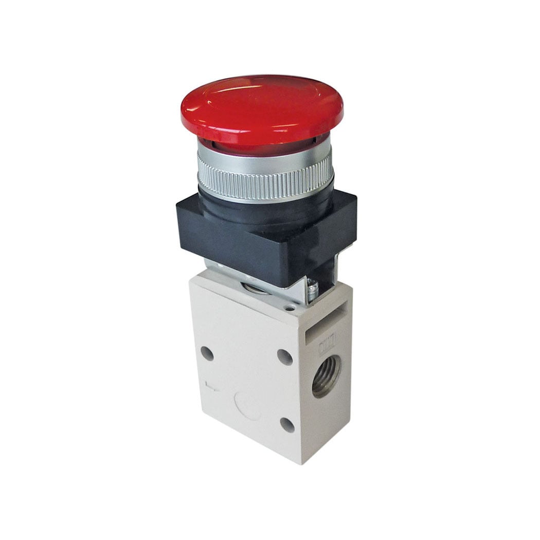 TOPRING 80.902 - 3/2-Way Manual Valve With Mushroom Button 1/4 (F) NPT OPTIMA