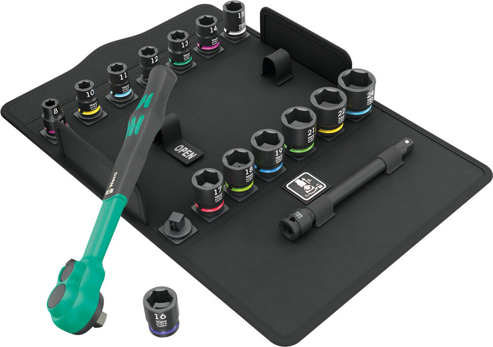 Wera 8100 SB 12 Zyklop 16pc Metric Comfort Ratchet Set - 005530