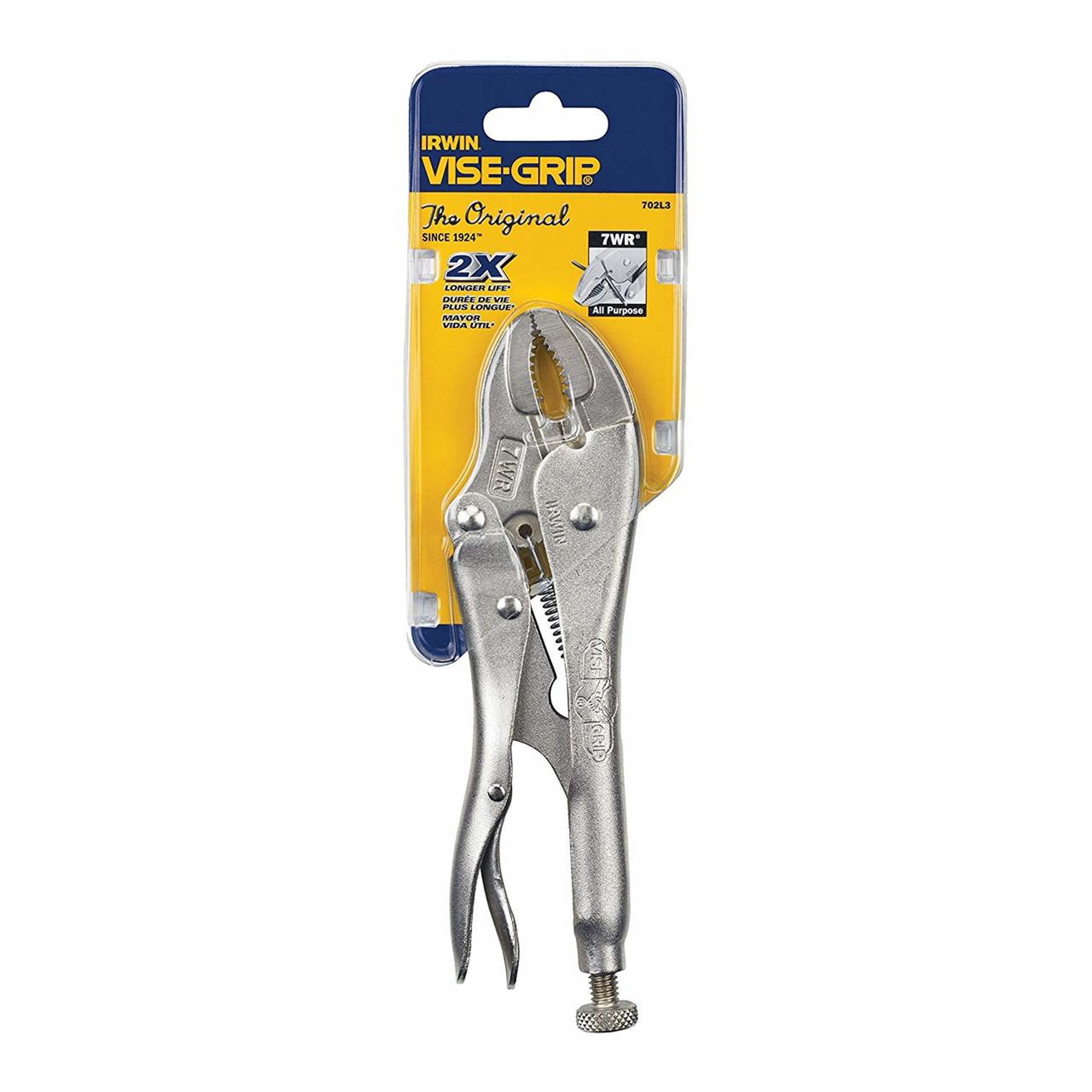 Pince-étau Irwin 702L3 Vise-Grip 7 po à mâchoires courbées avec coupe-fil