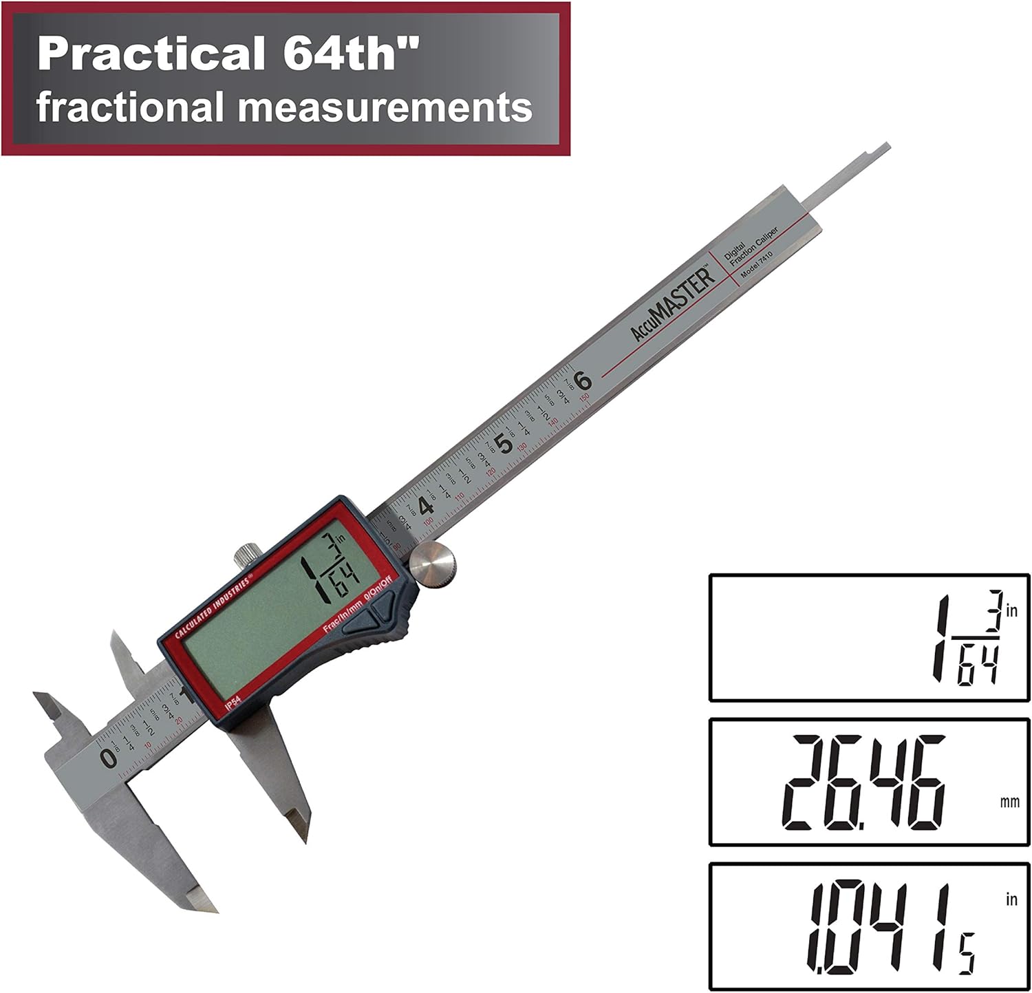 AccuMaster Digital Fraction Caliper - 6" (Fractional/In/mm)