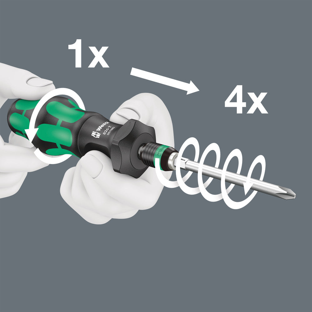 Wera 057480 - 826 T Kraftform Turbo Bits Handhalter mit Rapidaptor Schnellwechselfutter (nur Griff) 