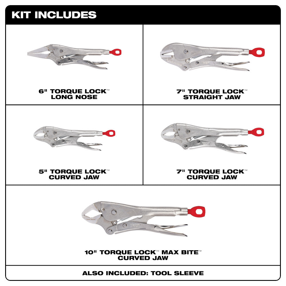 Milwaukee 48-22-3695 - Ensemble de 5 pinces-étaux TORQUE LOCK™