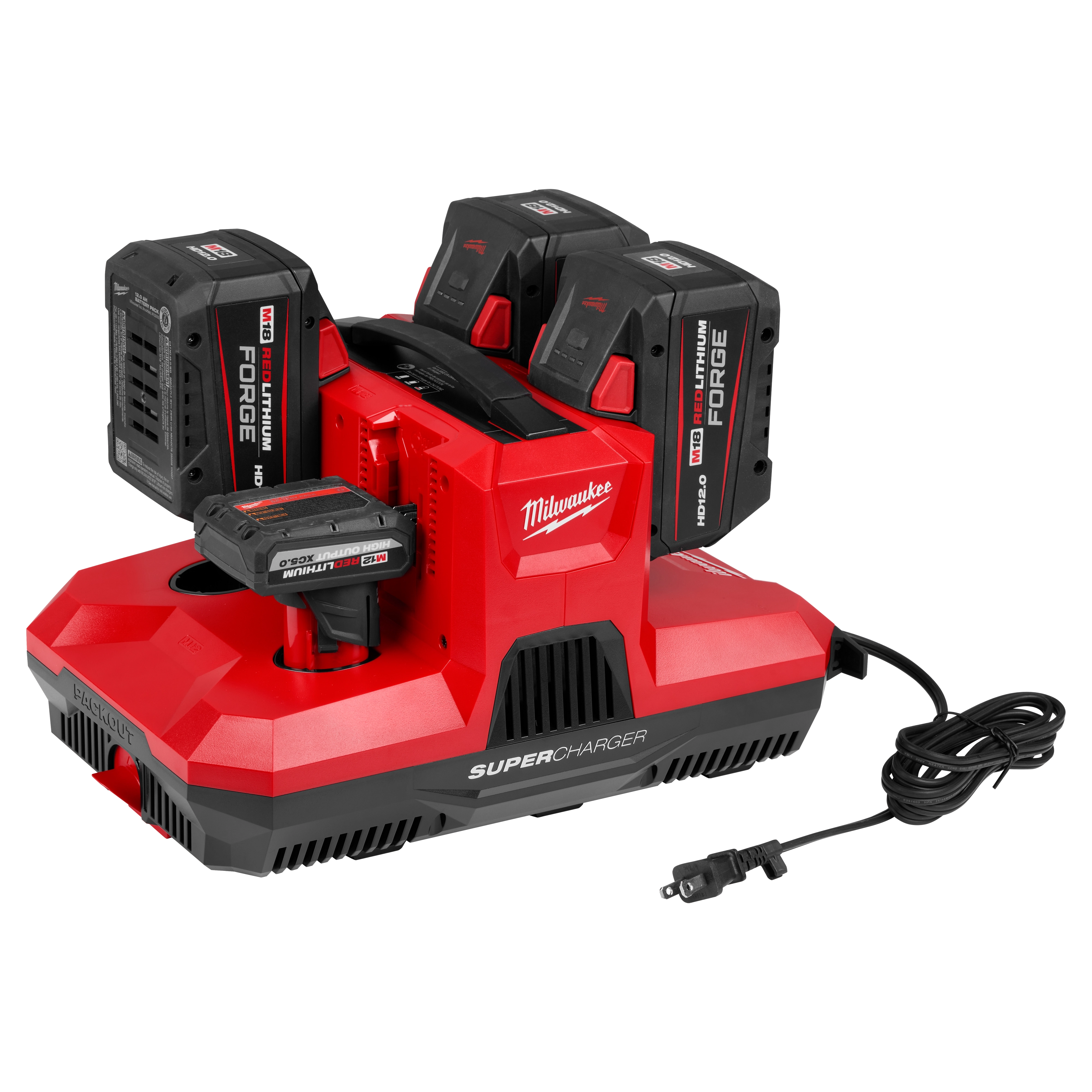 MILWAUKEE 48-59-1818 - M18 & M12 Four Bay Simultaneous Super Charger w/ PACKOUT Compatibility