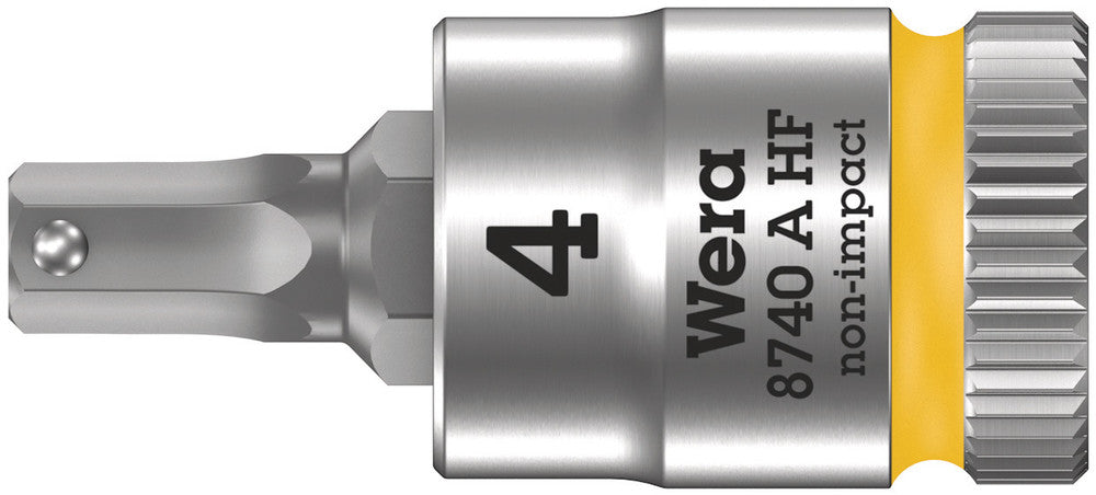 Wera 003333 8740 A Zyklop Bit Socket with 1/4" Drive with Holding Function , 4.0 x 28 mm