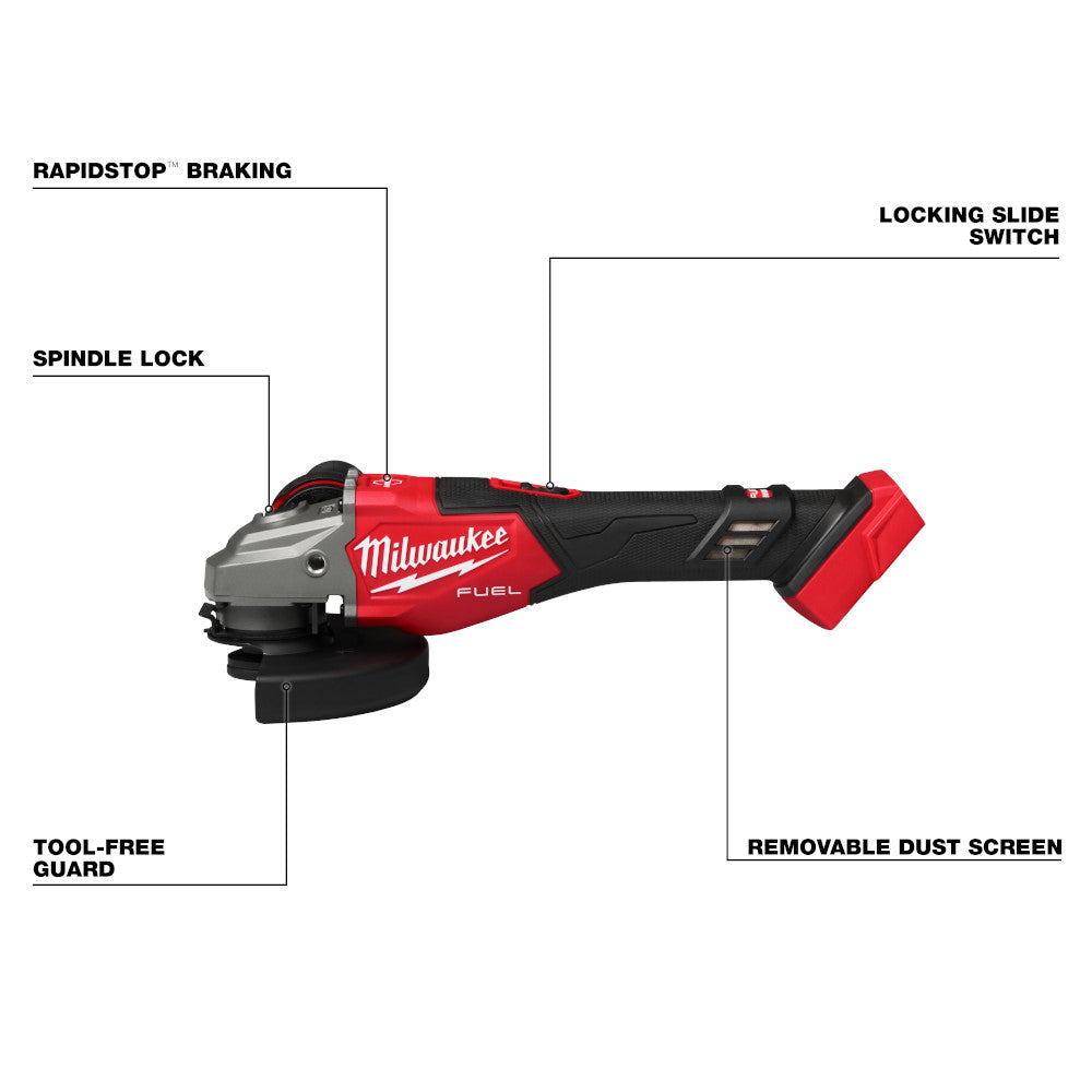 Milwaukee 3671-20 - M18 FUEL™ 4-1/2"-6" Braking Grinder, Slide Switch