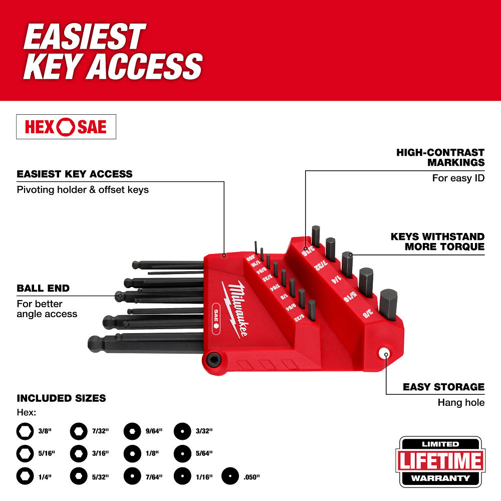 MILWAUKEE 48-22-0161 28pc Hex Key & Hammer Set w/Foam