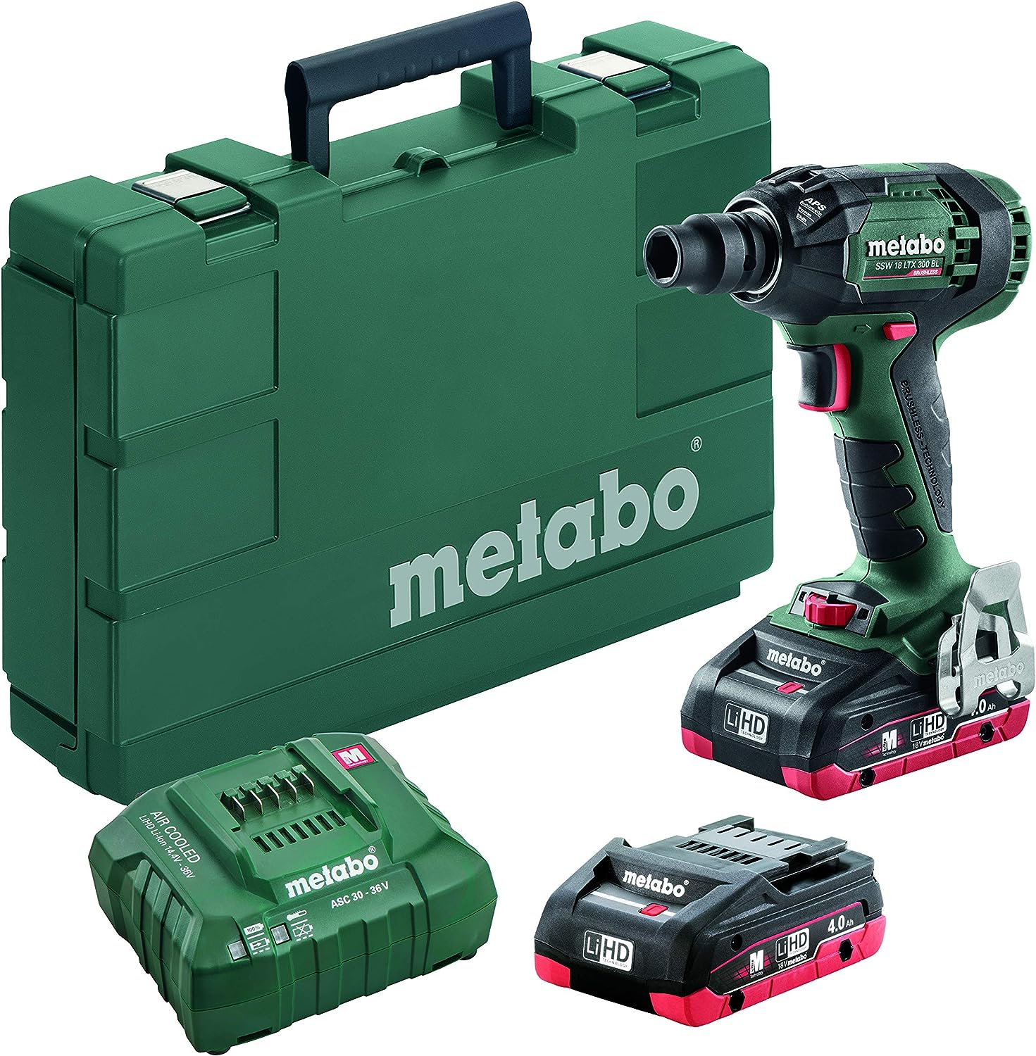 Metabo - 18V 1/2" Sq. Impact Wrench Kit 2X 4.0Ah Lihd (602395520 18 LTX 300 BL 4.0), Impact Drivers & Impact Wrenches