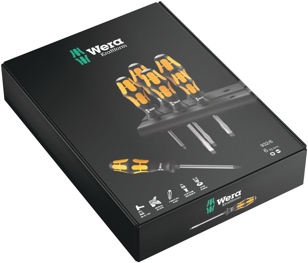 Wera 018282- 932/6 Screwdriver set Kraftform Wera: Chiseldriver and Rack