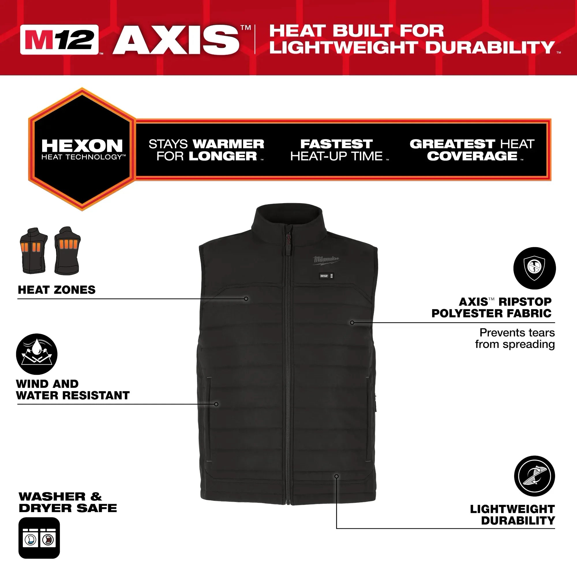 Milwaukee M12 AXIS Hexon Heated Vest Kit