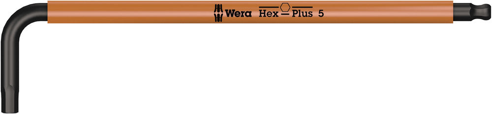 Clés mâles coudées hexagonales et sphériques Wera 022610, 5 x 154 mm (orange) 