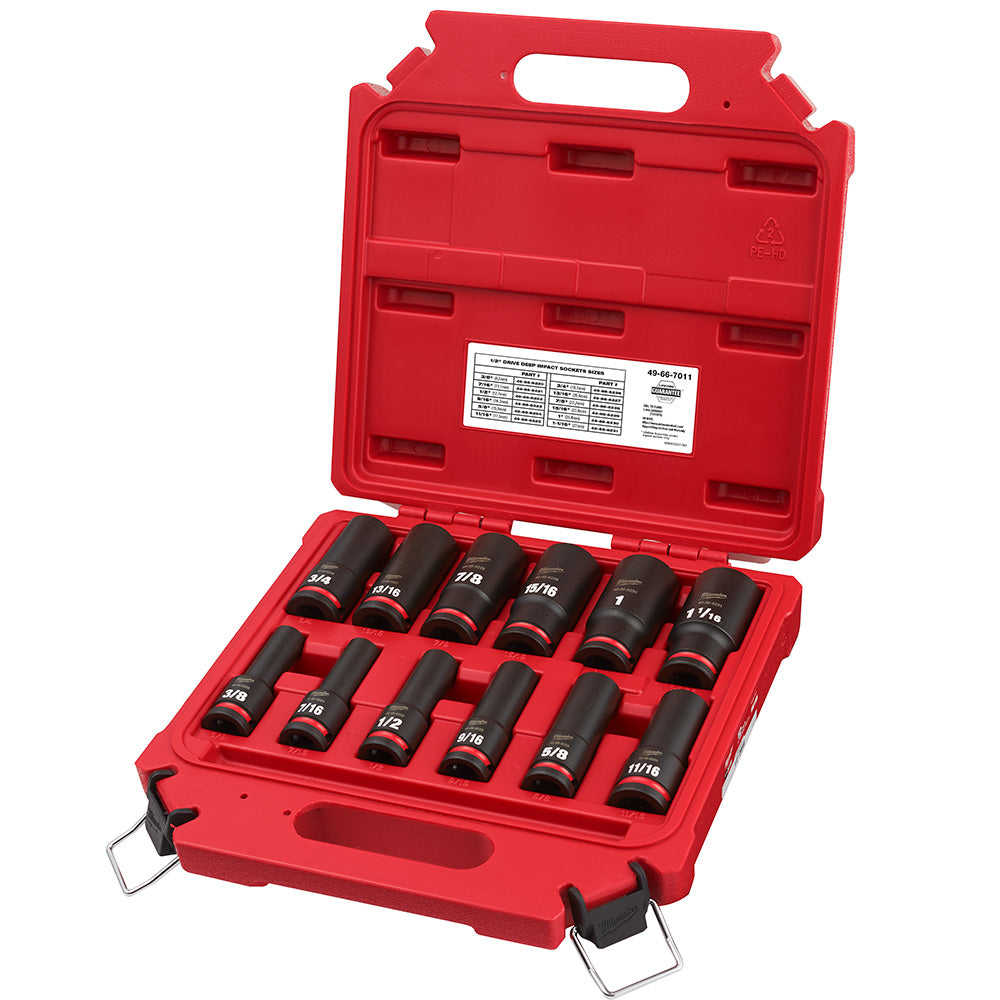 Milwaukee 49-66-7011 - 12PC SHOCKWAVE Impact Duty™ 1/2" Drive SAE Deep 6 Point Socket Set