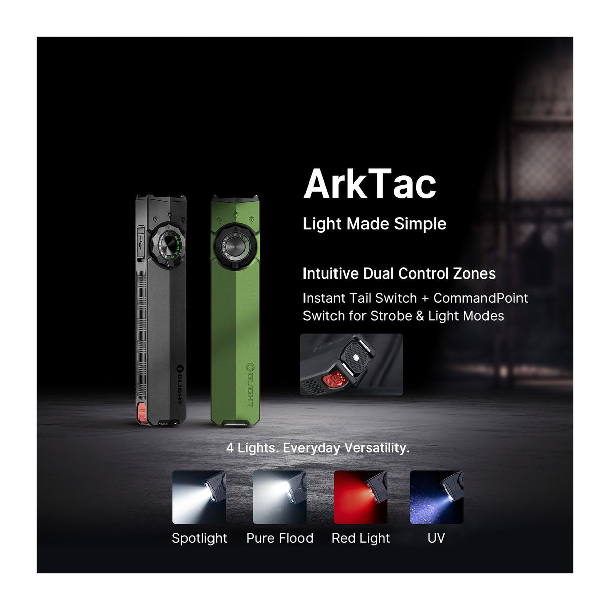 OLIGHT ArkTac flashlight - light-mode overview banner