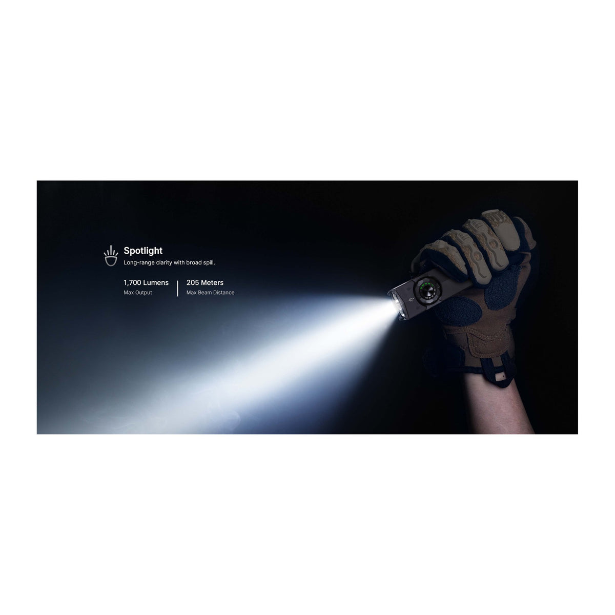 OLIGHT ArkTac flashlight - spotlight beam