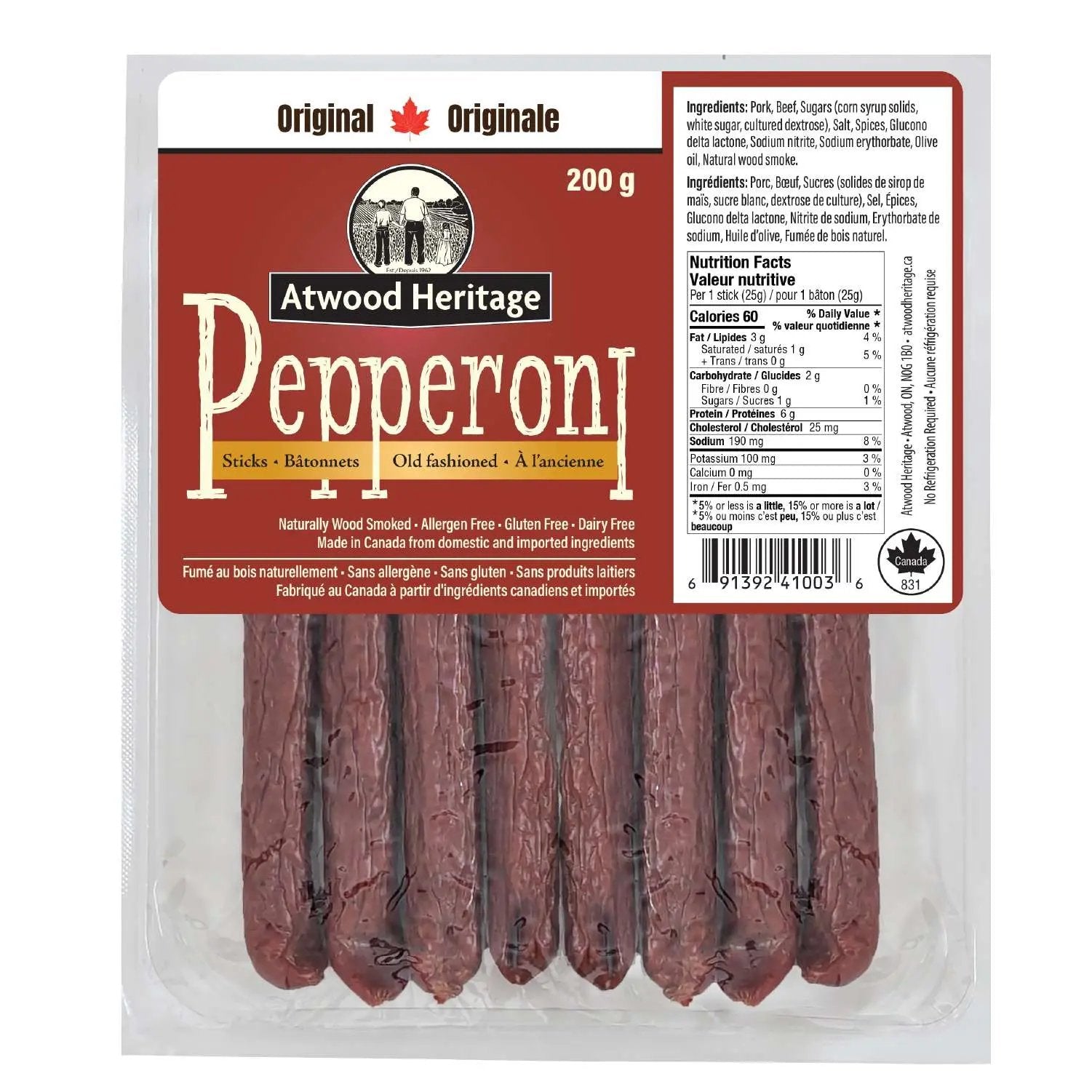 ATWOOD HERITAGE ATW-41003 - 8pk Original Pepperoni Sticks ATWOOD HERITAGE