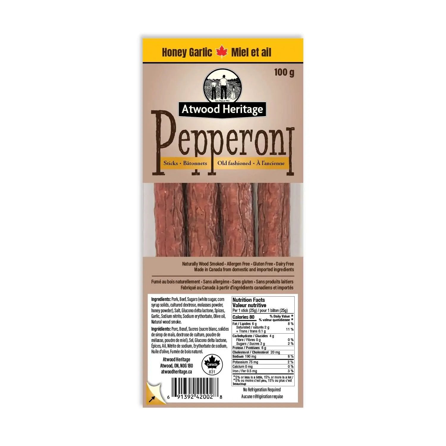 ATWOOD HERITAGE ATW-42002 - 4pk Honey Garlic Pepperoni Sticks ATWOOD HERITAGE