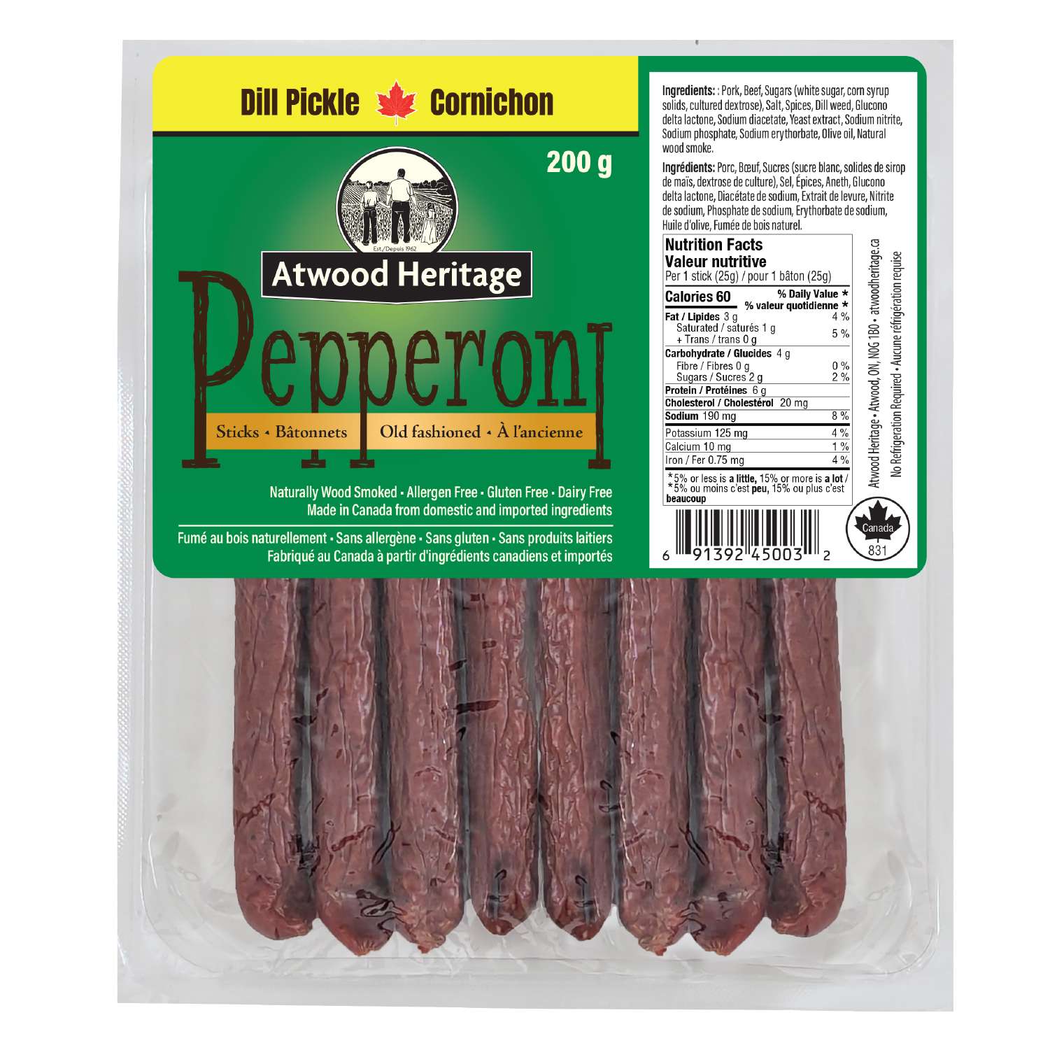 ATWOOD HERITAGE ATW-45003 - 8pk Dill Pickle Pepperoni Sticks