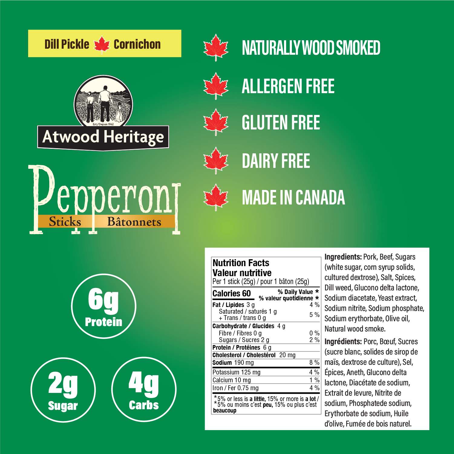 ATWOOD HERITAGE ATW-45003 - 8pk Dill Pickle Pepperoni Sticks