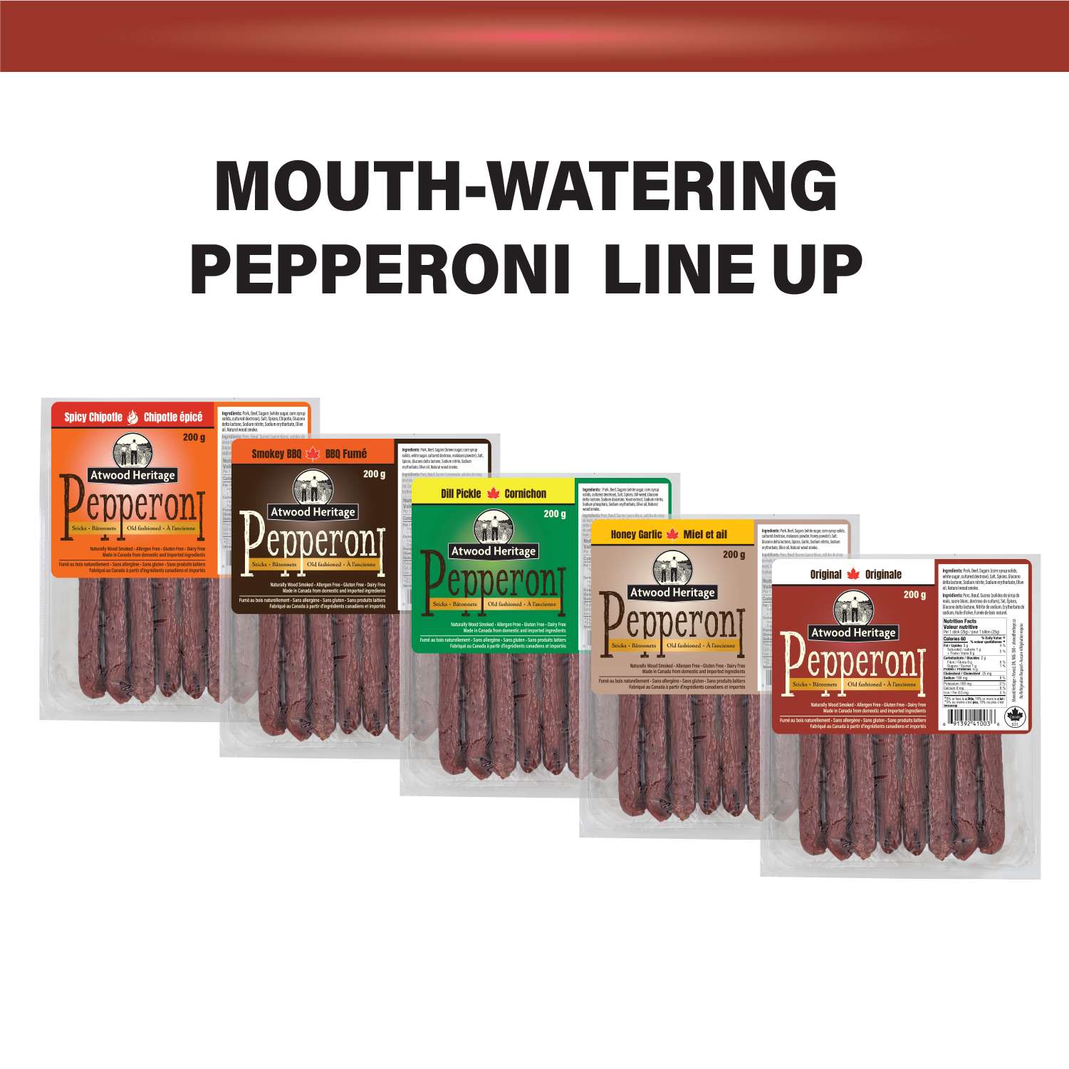 ATWOOD HERITAGE ATW-32008 - Original Pepperoni Snack Sticks - 8 Pack