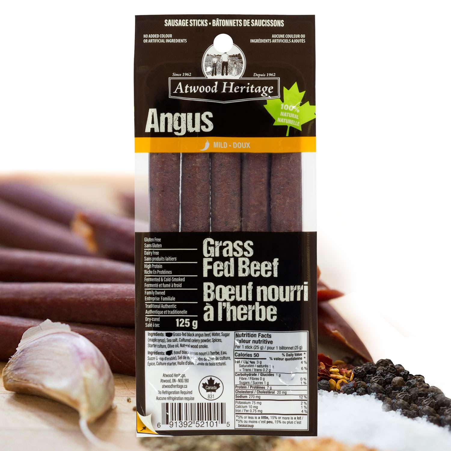 ATWOOD HERITAGE ATW-52101 - 5pk Mild Grass Fed Angus Sausage Sticks