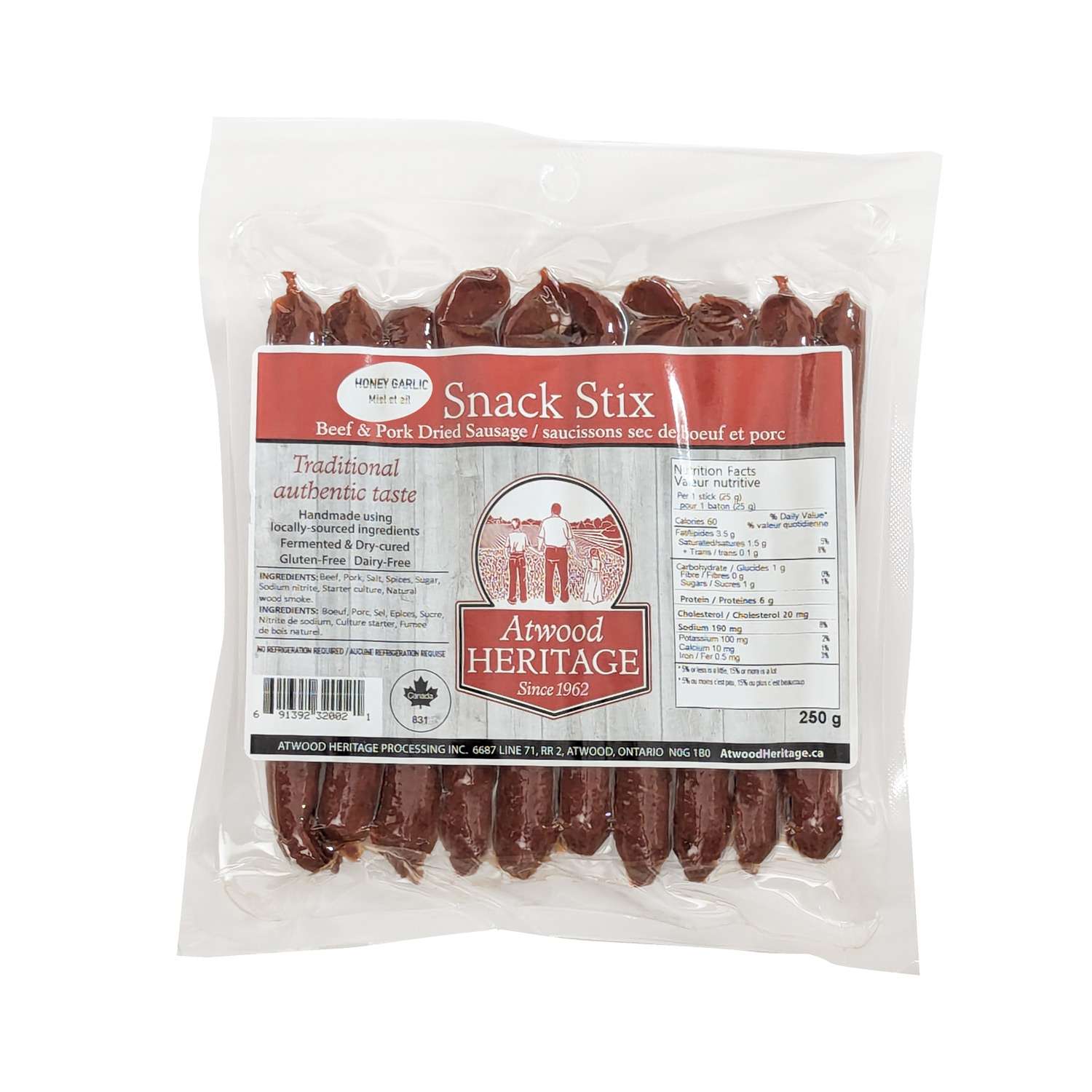 ATWOOD HERITAGE ATW-34002 - 10pk Honey Garlic Beef & Pork Sausage Sticks