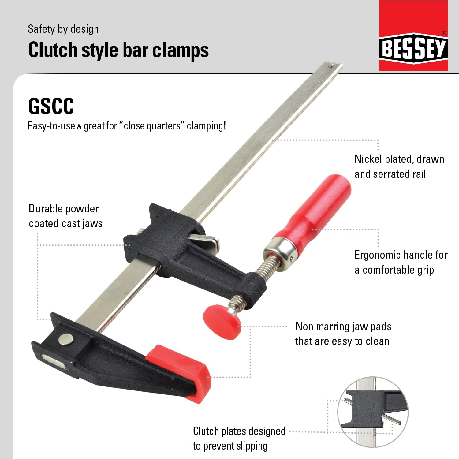Bessey GSCC4PK-C-Set, clutch style bar clamps (2 x 6 IN, 2 x 12 IN) - Wise Line Tools