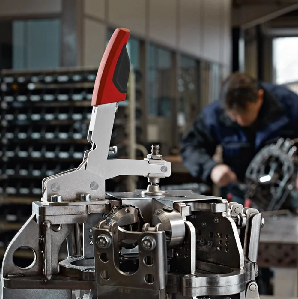 Bessey STC-VH50  -  Vertical Auto-Adjust Toggle Face Mount Nickel Plated Clamp Vertical Flange, Silv; Vertical Auto-Adjust Toggle Face Mount Nickel Plated Clamp Vertical Flange, Silver - Wise Line Tools