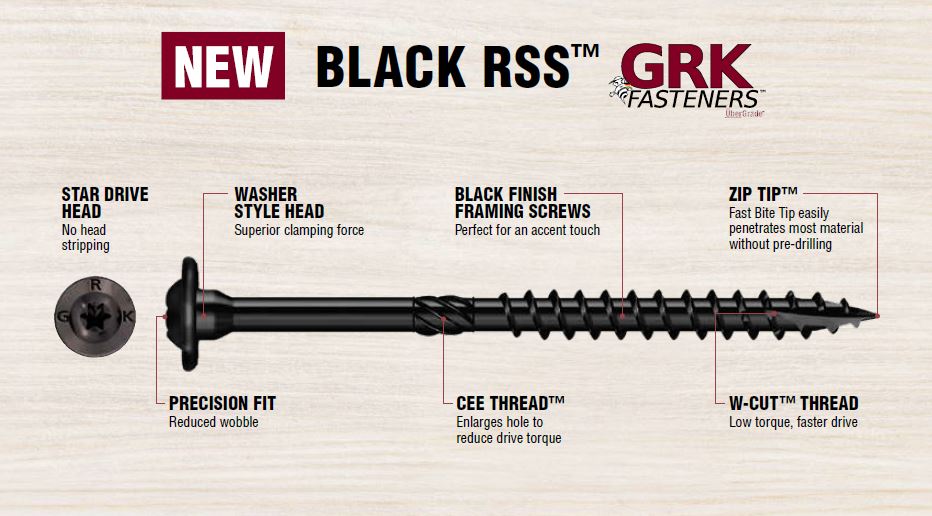 GRK RSS™ BLACK STRUCTURAL SCREW 5/16" X 5-1/8"- 50pk