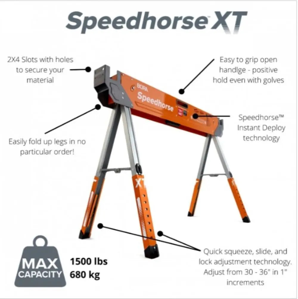 Bora PM-4550 - Portamate Adjustable Speedhorse XT Sawhorse Work Support System BORA