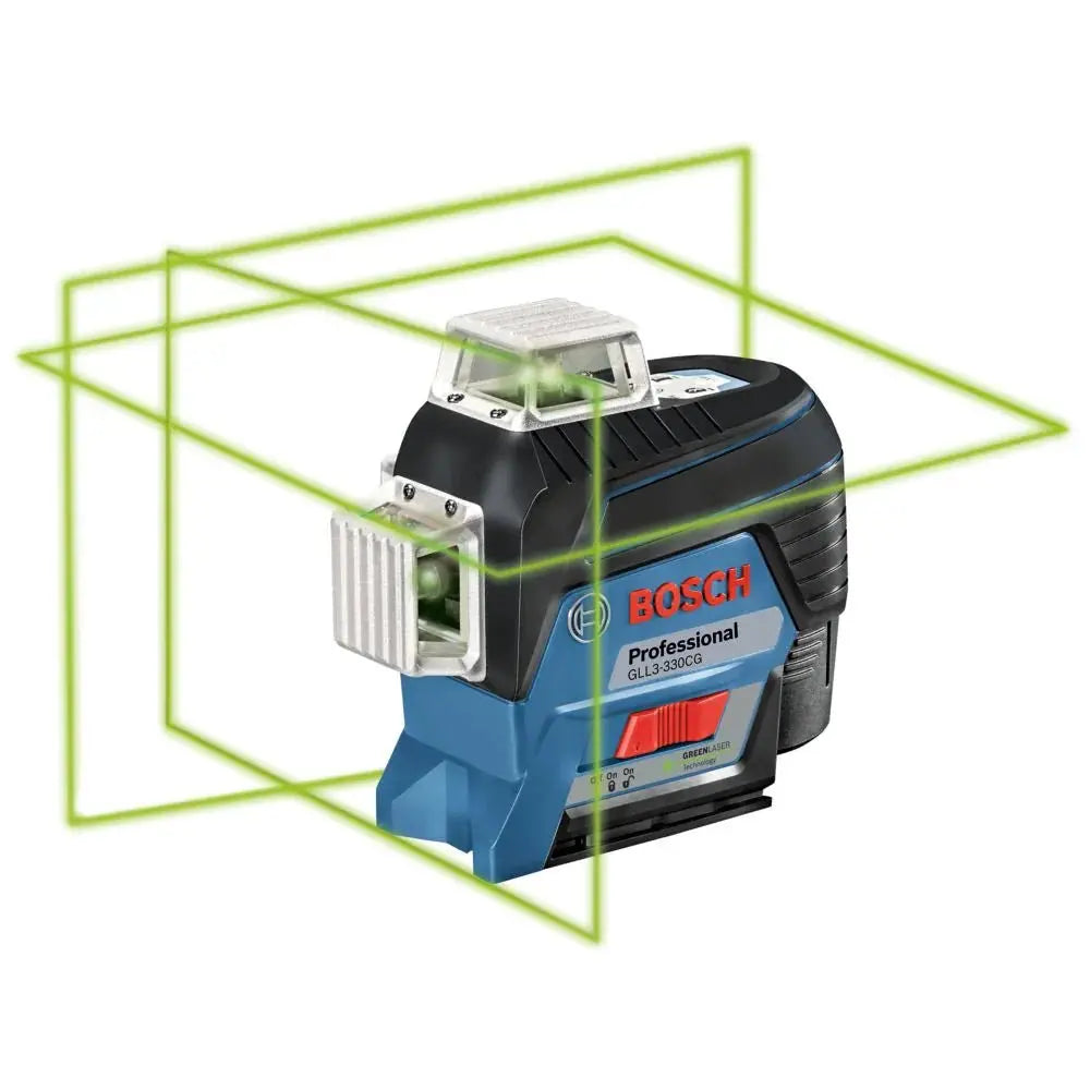 Bosch GLL3-330CG - 12V Max 360⁰ Connected Green-Beam Three-Plane Leveling and Alignment-Line Laser Kit with (1) 2.0 Ah Battery - Wise Line Tools
