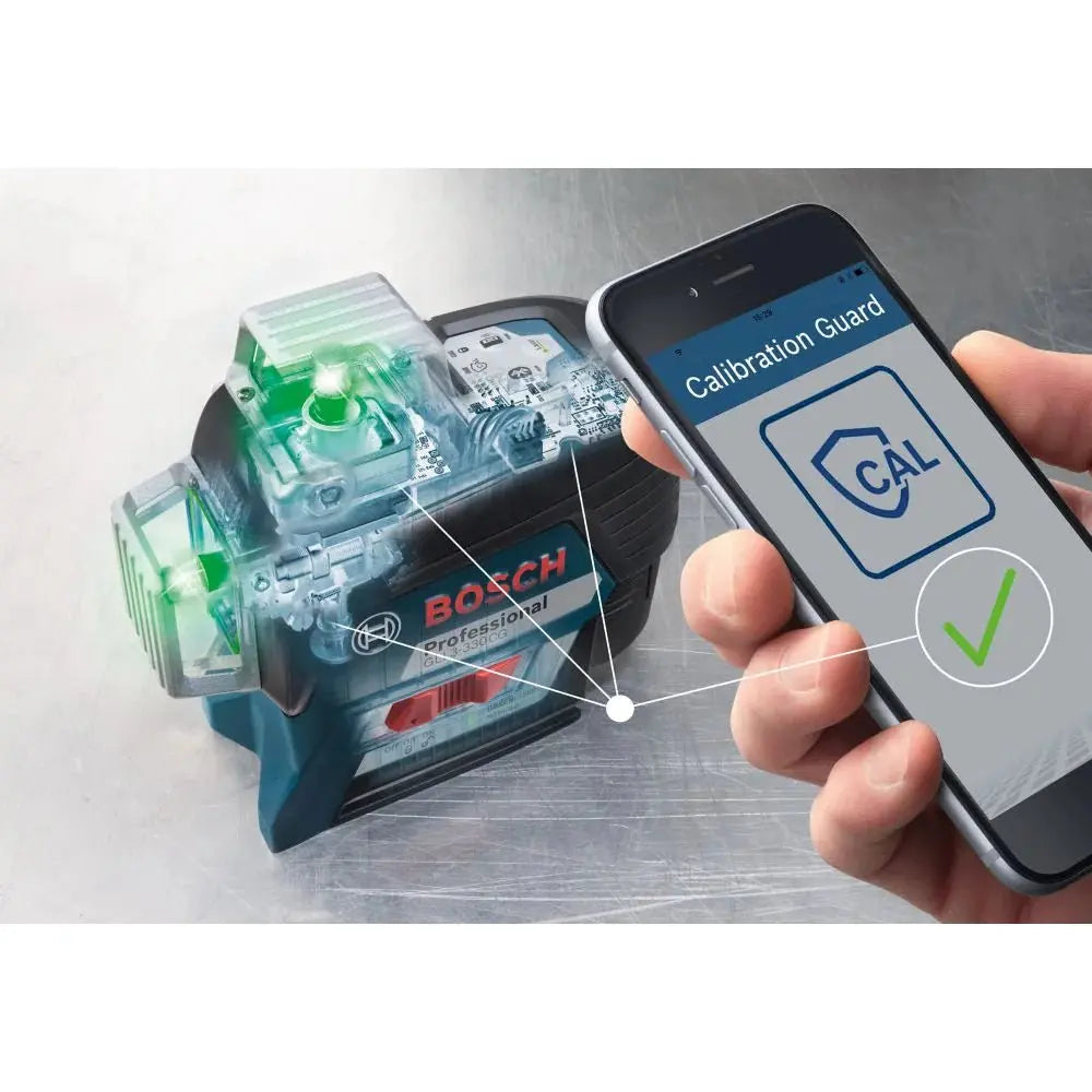 Bosch GLL3-330CG - 12V Max 360⁰ Connected Green-Beam Three-Plane Leveling and Alignment-Line Laser Kit with (1) 2.0 Ah Battery - Wise Line Tools
