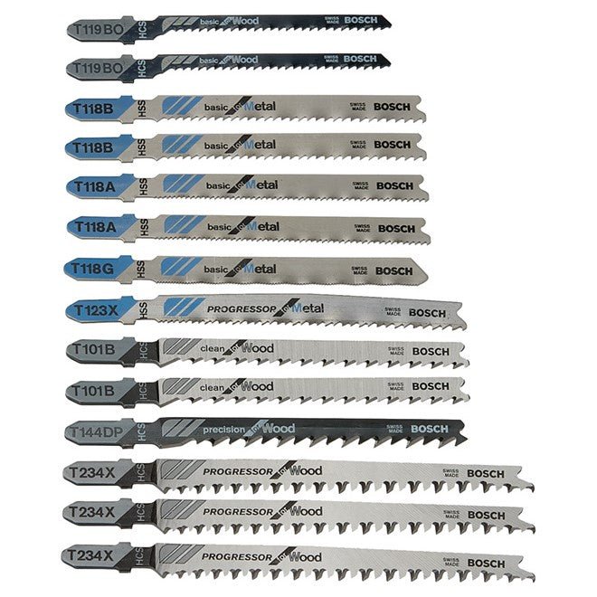 Bosch T14CPSC  -  14pc T-Shank Jigsaw Blade Set - Wise Line Tools