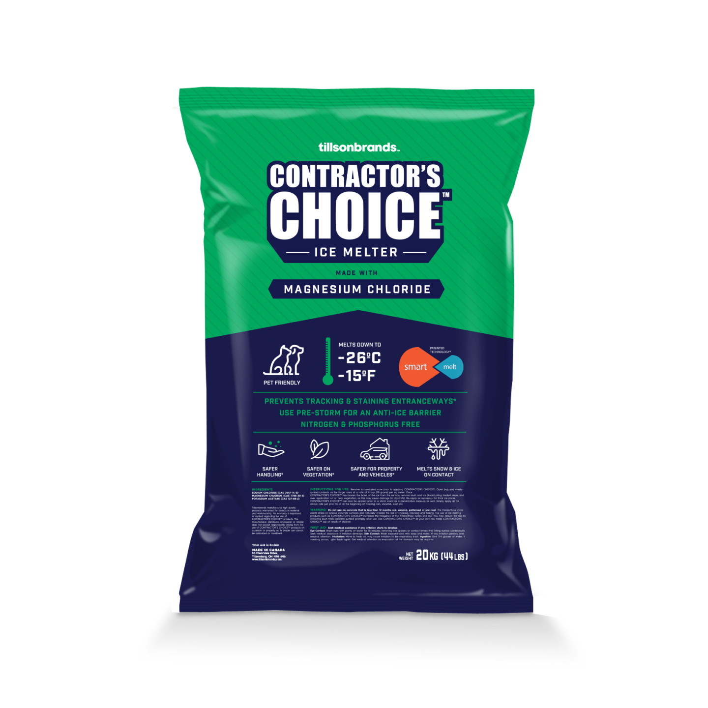 TILLSONBRANDS 1101651 - Contractor’s Choice Ice Melter – 20KG Bag
