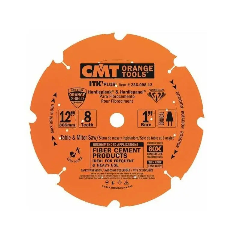 CMT 236.008.12 12" x 8T Industrial Fibre Cement Blade - Wise Line Tools