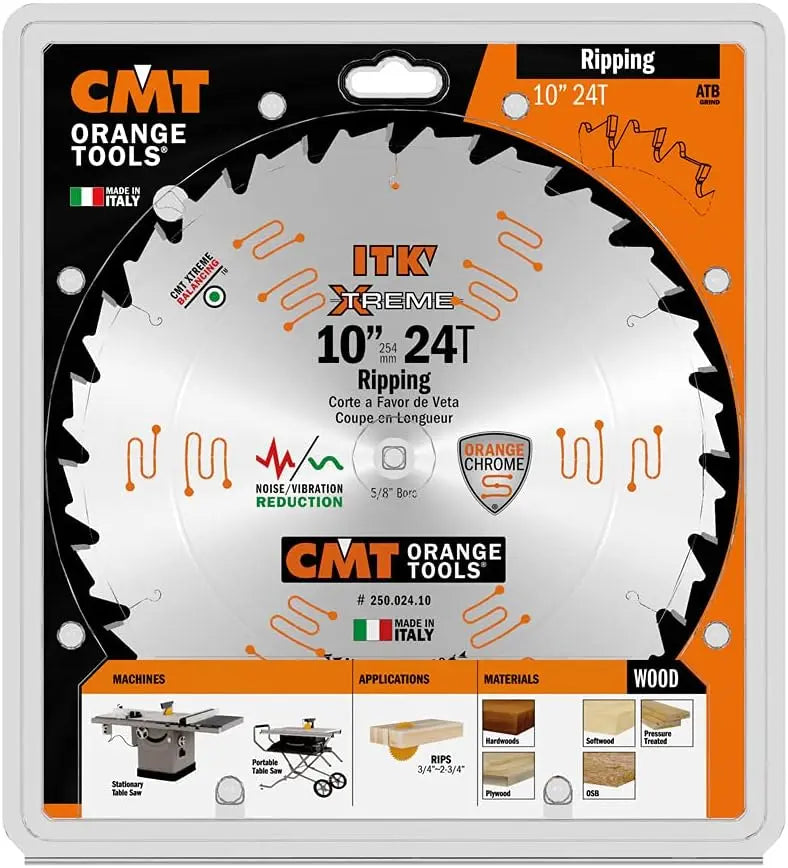 CMT 250.024.10 -  10" 24T ITK XTREME Ripping Blade CMT