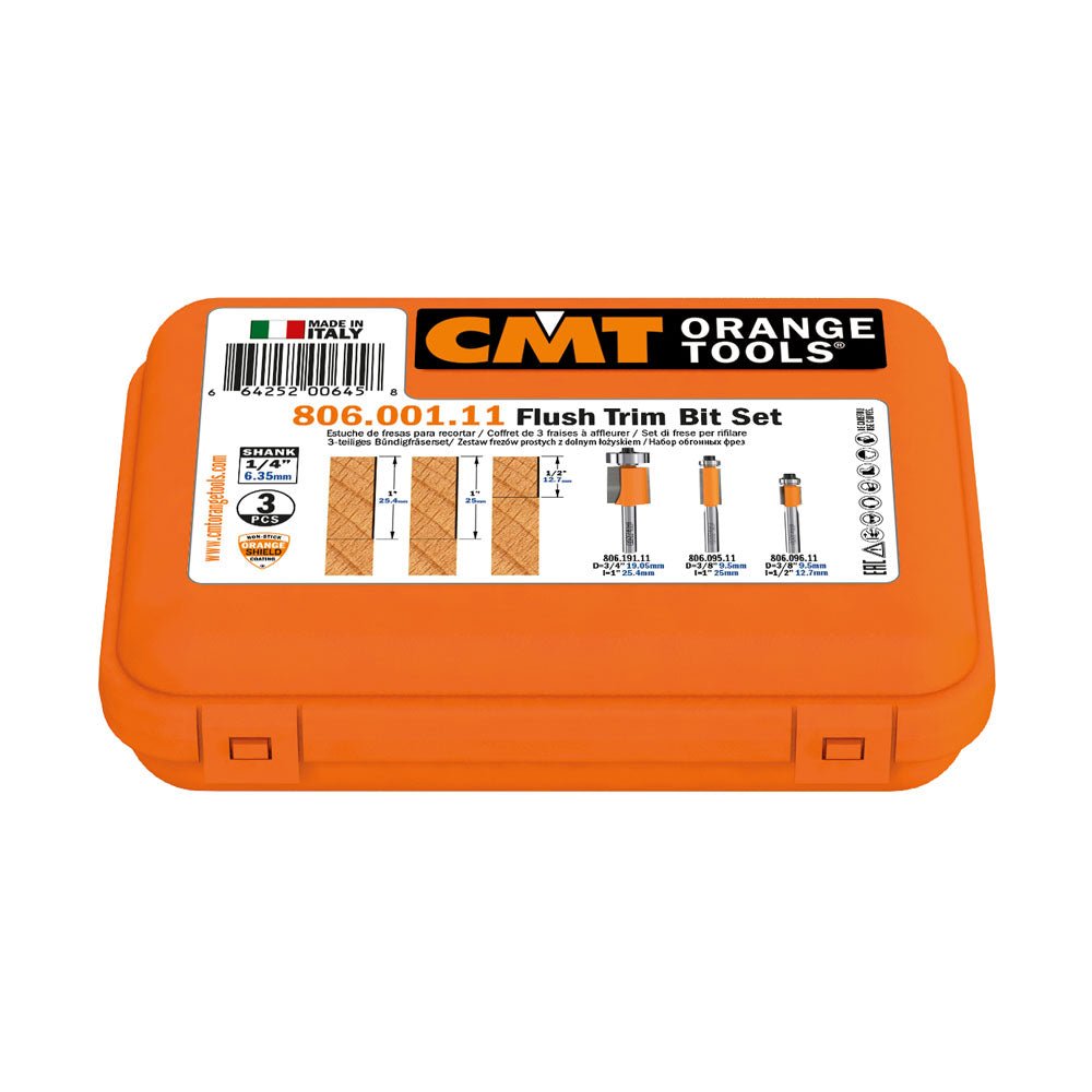 CMT-806.001.11 - 3-PCS FLUSH TRIM BIT SET - Wise Line Tools