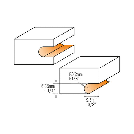 CMT 822.024.11B -  FLOORING ROUTER BIT (ROUNDED) - Wise Line Tools