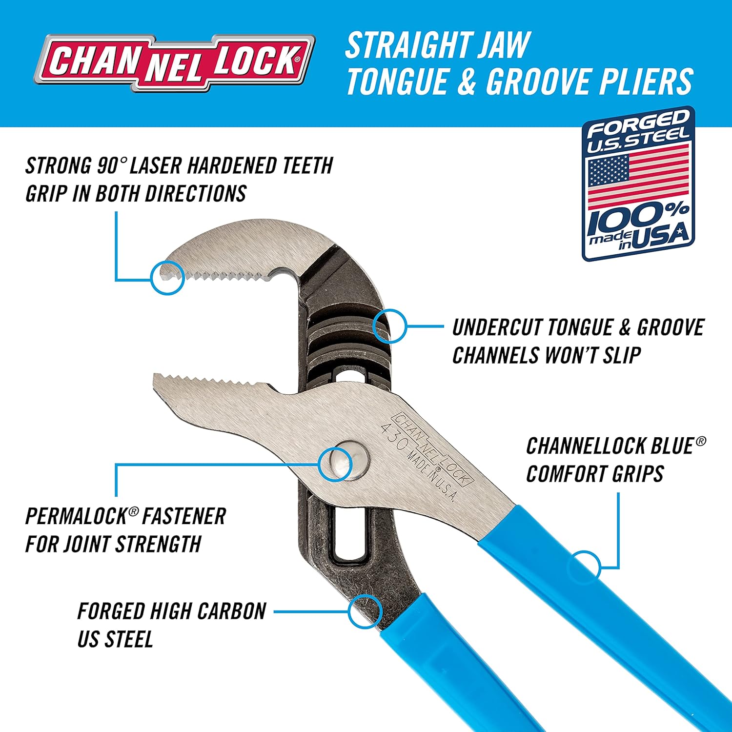 ChannelLock 430 - 10" Straight Jaw Tongue & Groove Plier CHANNEL LOCK