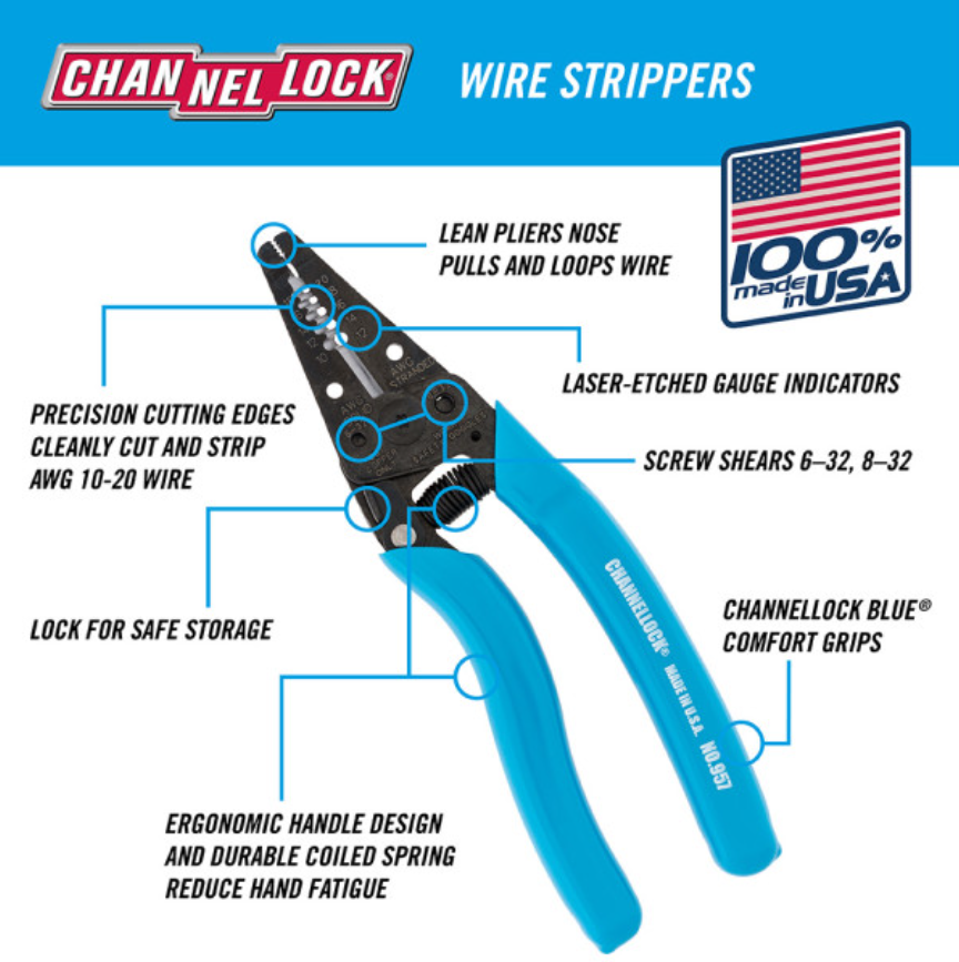 ChannelLock 957 - 7" Wire Stripper - Wise Line Tools