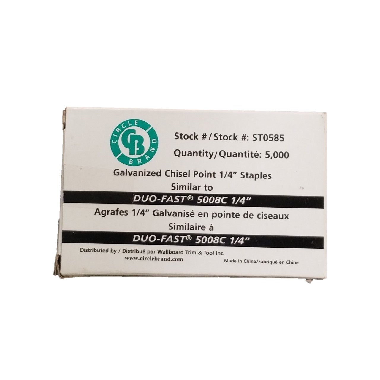 Circle-Brand ST0585  -  DUO-FAST STAPLES - 1/4" Galvanized Chisel Point - Wise Line Tools