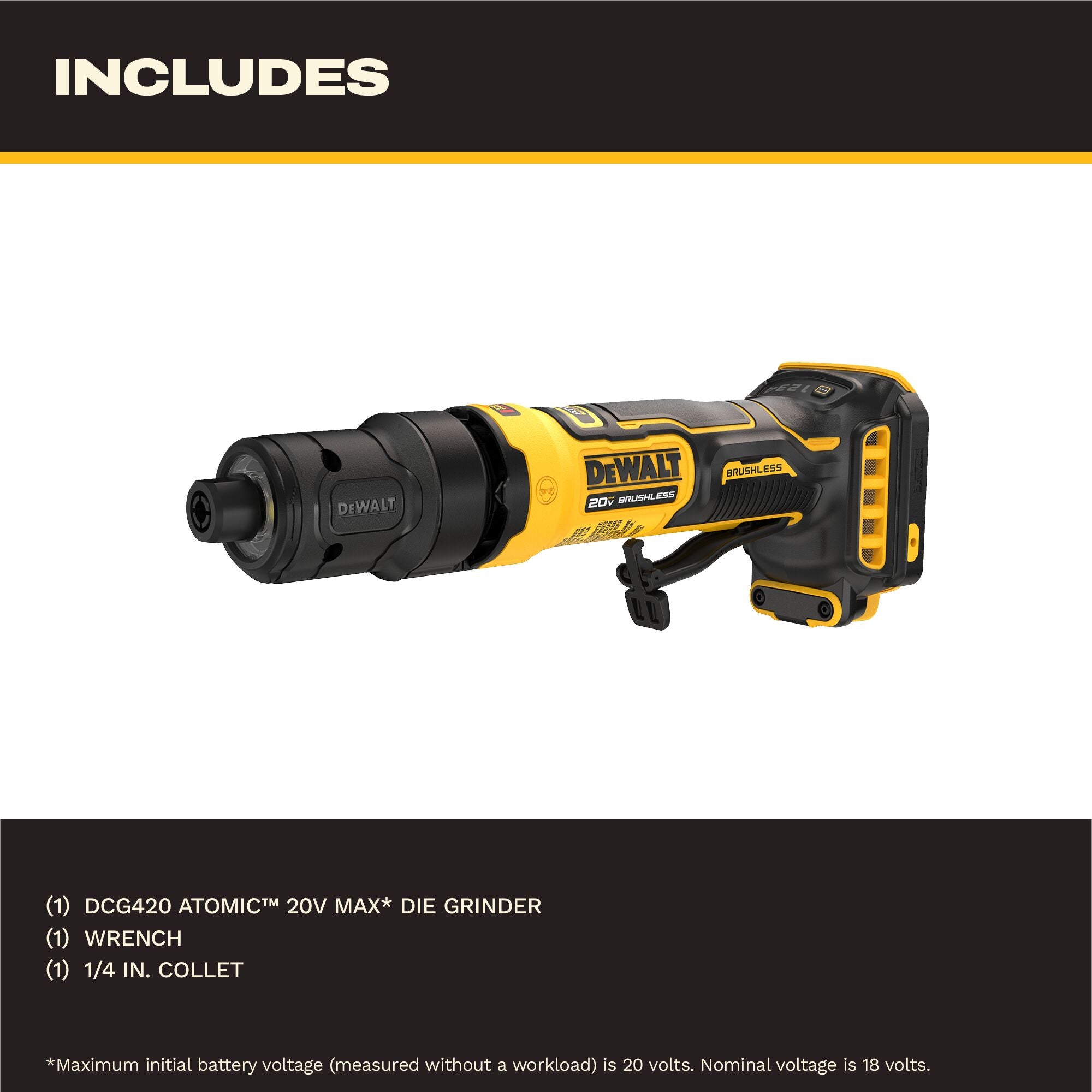 DEWALT DCG420B – ATOMIC™ 20V MAX*Die Grinder (Tool Only)