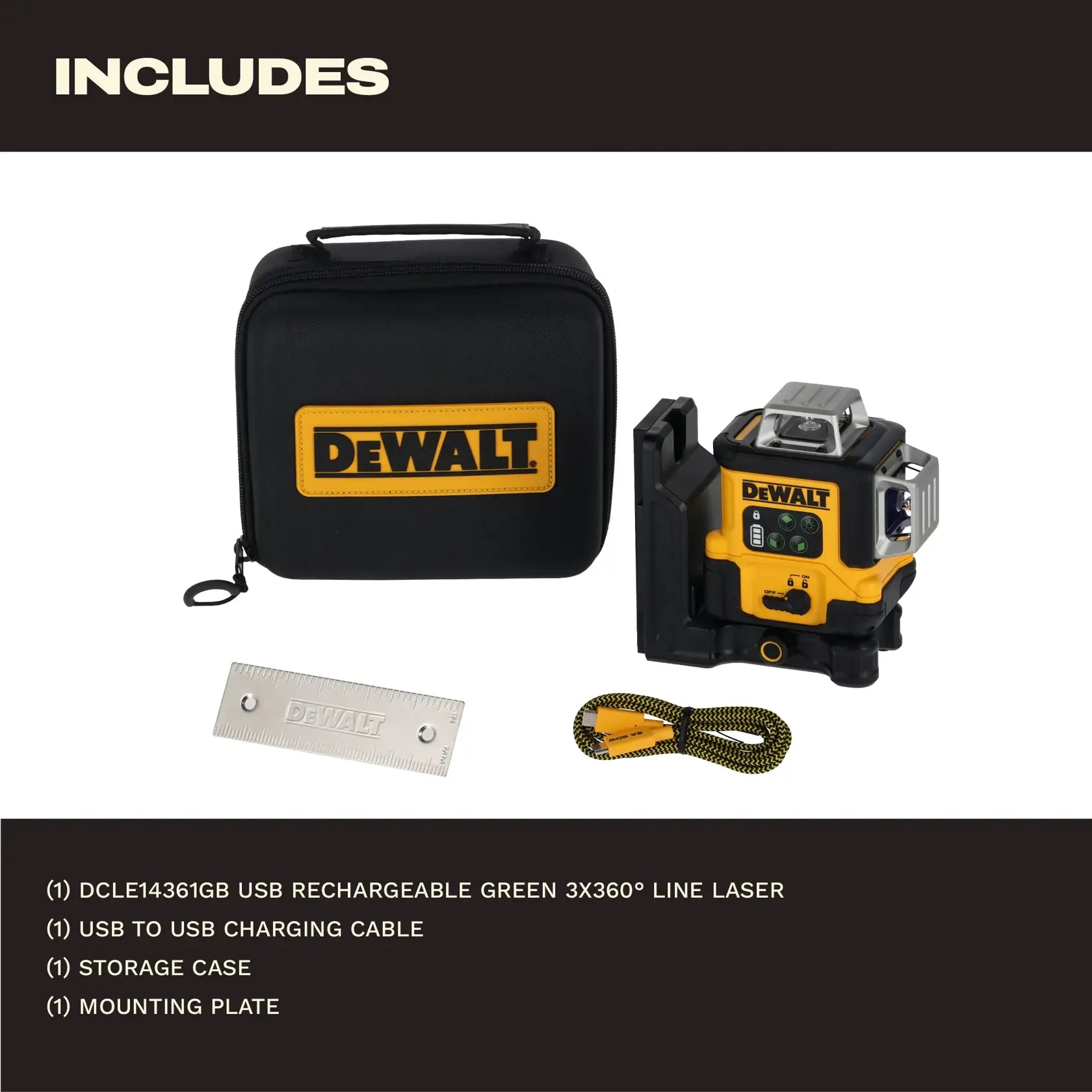 DeWalt DCLE14361GB 20V MAX 3x360 Green Line Laser (Bare Tool)