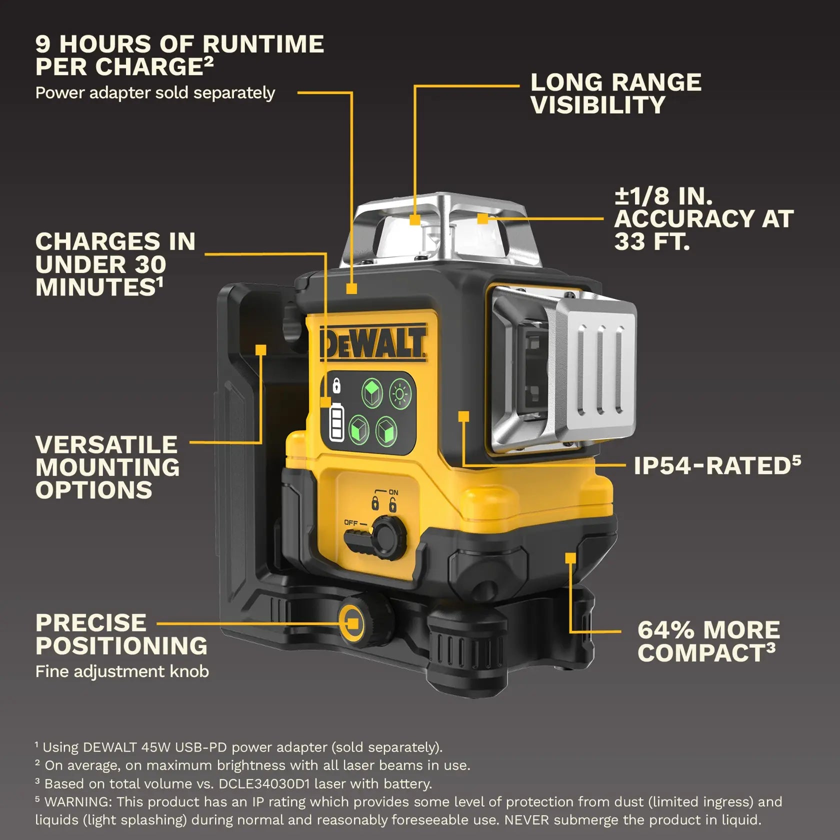 DeWalt DCLE14361GB 20V MAX 3x360 Green Line Laser (Bare Tool)