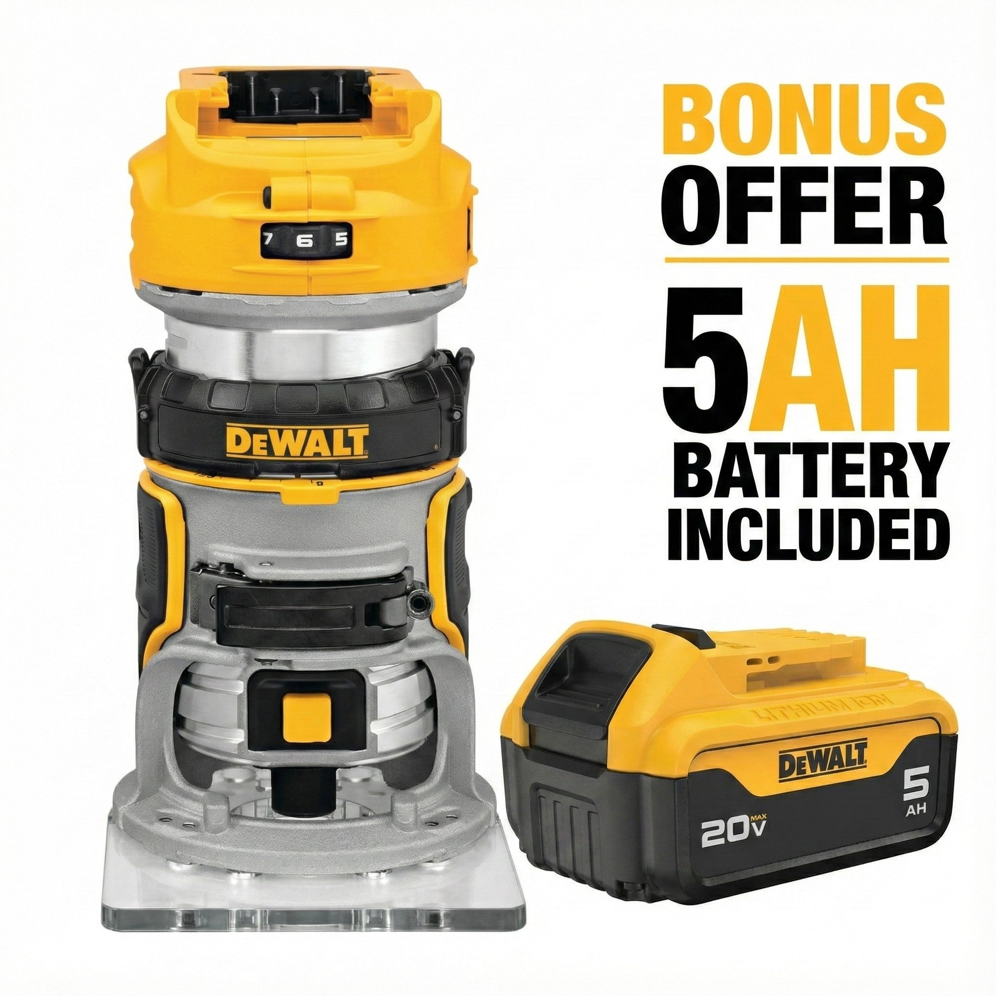 DEWALT DCW600B-20V MAX* XR® Brushless Cordless Compact Router (Tool Only)