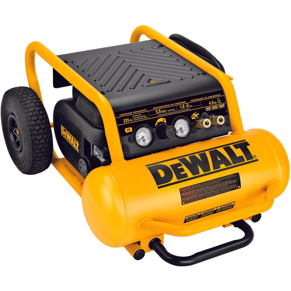 DEWALT D55146-Air Compressor, 225-Psi Max, Hand Carry with Wheels, 4-1/2 Gallon - Wise Line Tools