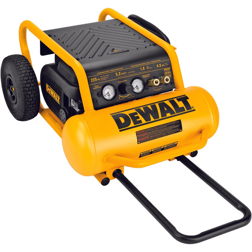 DEWALT D55146-Air Compressor, 225-Psi Max, Hand Carry with Wheels, 4-1/2 Gallon - Wise Line Tools